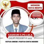 Sosok Pendiri Sekaligus Ketua Umum Partai Cinta Negeri Samsuri, S.Pd.I, M.A sebagai Calon Presiden Republik Indonesia Periode 2029 – 2034