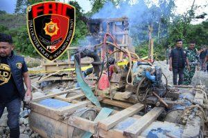 Polres-Kodim Pidie Tertibkan Tambang Emas Ilegal di Geumpang, 2 Camp Pekerja Dibakar